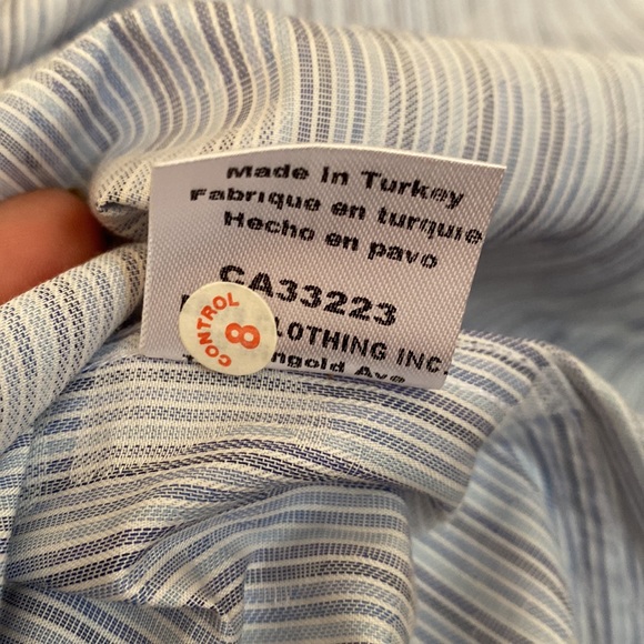 7 Downie St Couture Men’s Blue Striped Button Up Shirt Size M/L UK 4 - Picture 10 of 13